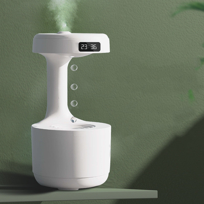 Anti-Gravity Water Drop Humidifier with Clock & Aroma Diffuser