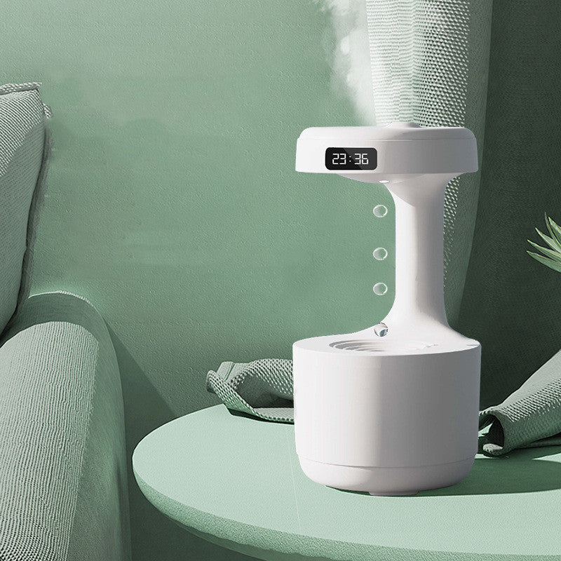 Anti-Gravity Water Drop Humidifier with Clock & Aroma Diffuser