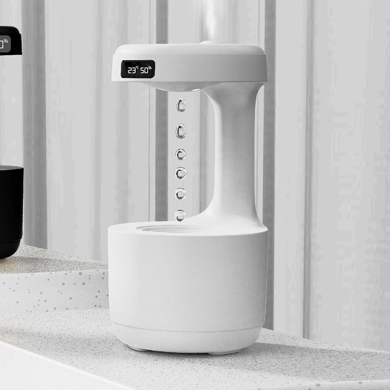 Anti-Gravity Water Drop Humidifier with Clock & Aroma Diffuser