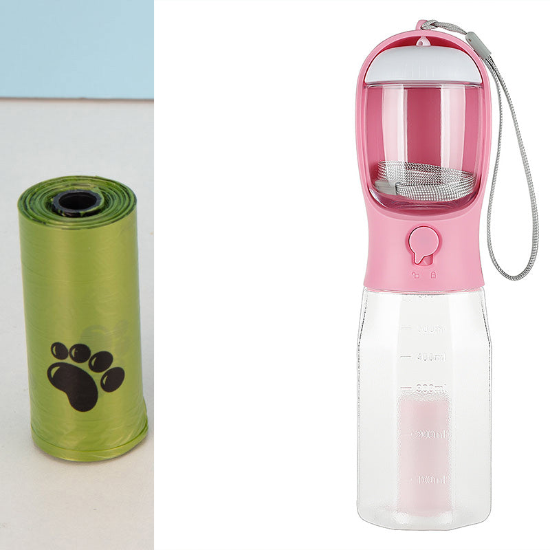 3-in-1 Portable Pet Water Bottle – Feeder & Waste Dispenser