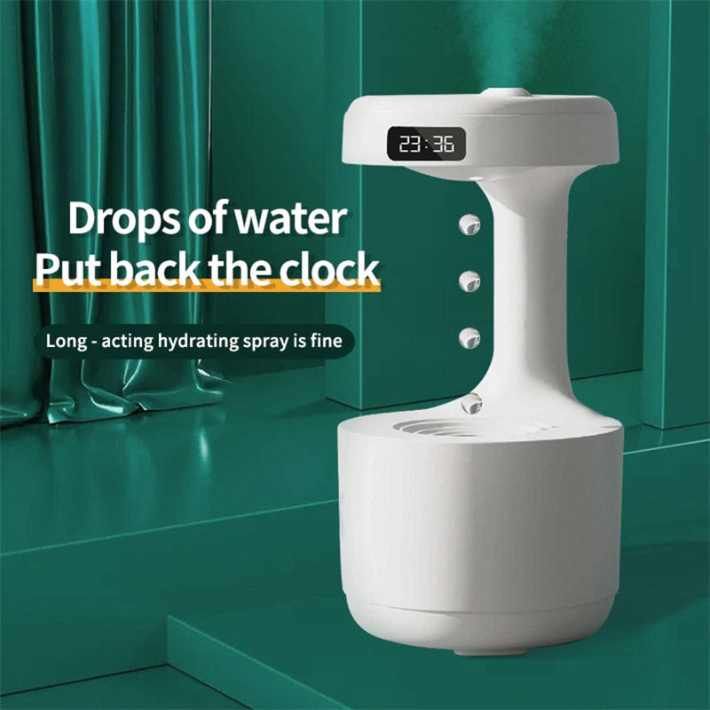 Anti-Gravity Water Drop Humidifier with Clock & Aroma Diffuser