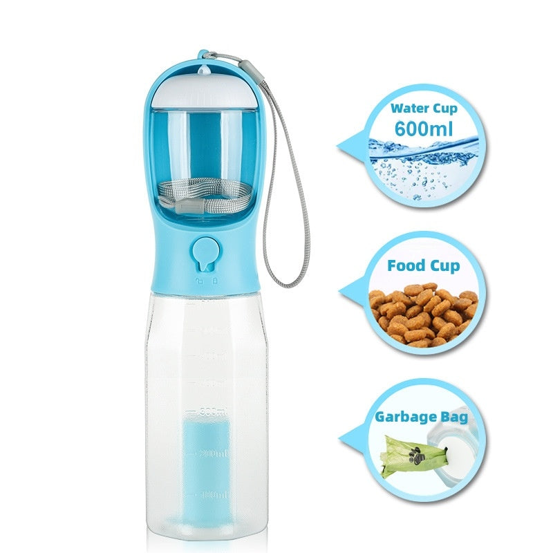 3-in-1 Portable Pet Water Bottle – Feeder & Waste Dispenser